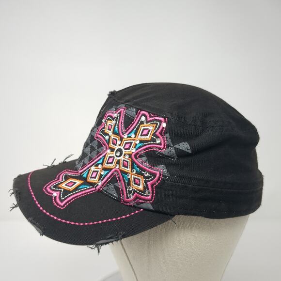 Cross DynaMax Cadet Army Cap Black One Size Adjustable Distressed L.O.G.A - Picture 3 of 8